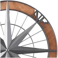 Grey Metal Nautical Compass Wall Decor, 22" x 2" x 22"