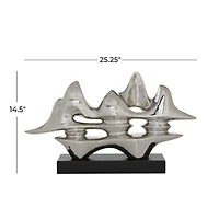 Silver Porcelain Sculpture, Abstract 14" x 25" x 5"