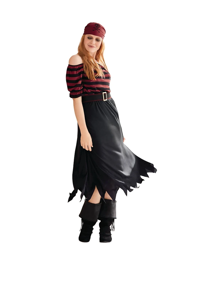 Small Red & Black Pirate Ladies Costume