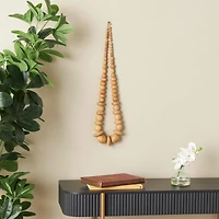 Light Brown Wood Necklace Handmade Geometric Beaded Garland Sculpture