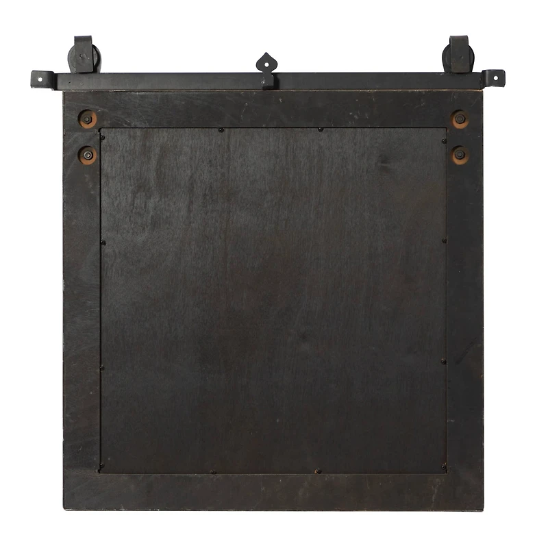 Brown Industrial Wood Wall Mirror