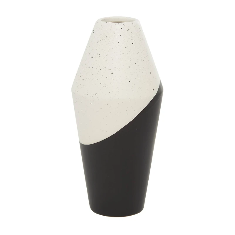 Black Ceramic Contemporary Vase, 12" x 6" x 6"