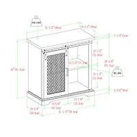 Edison Walker 32" Grey Wash Sliding Mesh Metal Door Accent Cabinet