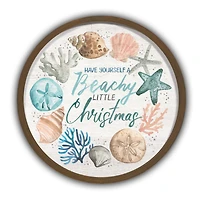 20" Round Beachy Little Christmas Brown Framed Wall Décor