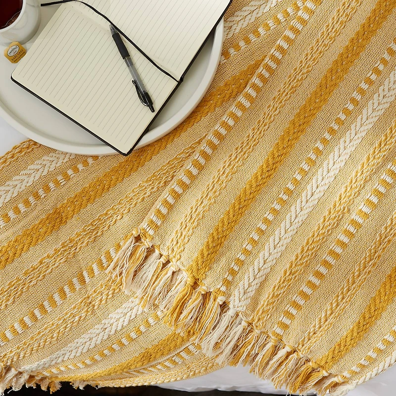 DII® Honey Gold Braided Stripe Throw