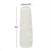 White Ceramic Contemporary Vase, 17" x 6" x 6"