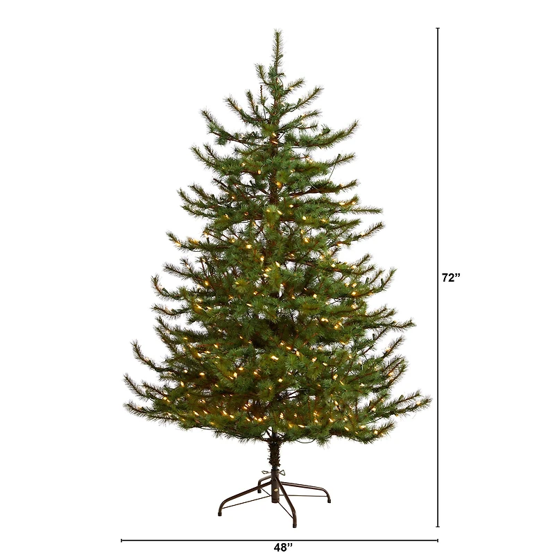 6ft. Pre-Lit Vancouver Mountain Pine Artificial Christmas Tree, Clear Lights