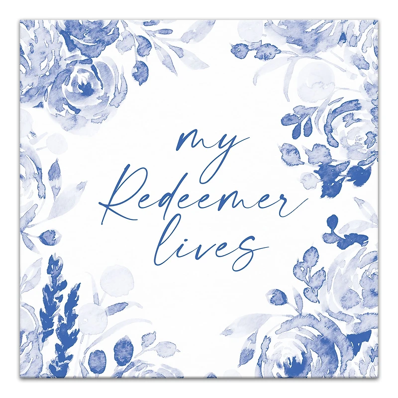 My Redeemer Lives Florals 16" x 16" Canvas Wall Art