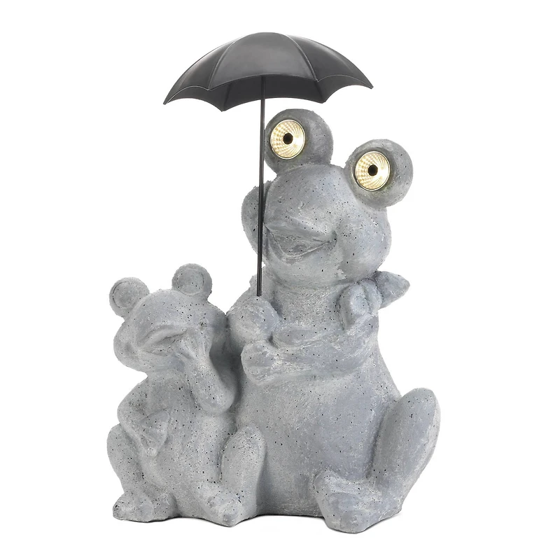 16" Solar Frogs Under Umbrella Decoration