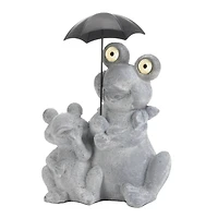 16" Solar Frogs Under Umbrella Decoration