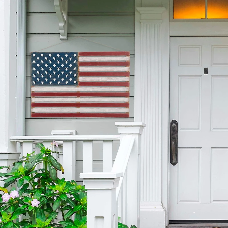 Glitzhome® Wooden American Flag Hanging Wall Decor