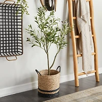 4ft. Green Olive Faux Foliage Artificial Tree with Black Melamine Pot
