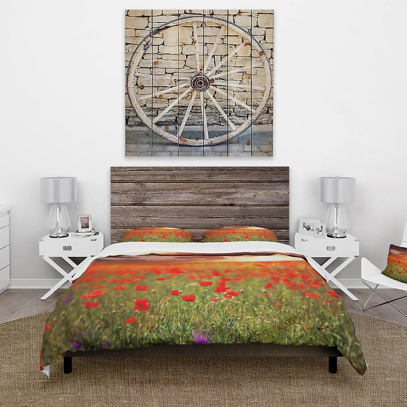 Designart 'Wild Poppy Flowers At Cloudy Sunset' Cabin & Lodge Bedding Set