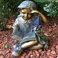 Santa's Workshop 13" Reading by Her Lamp Statue