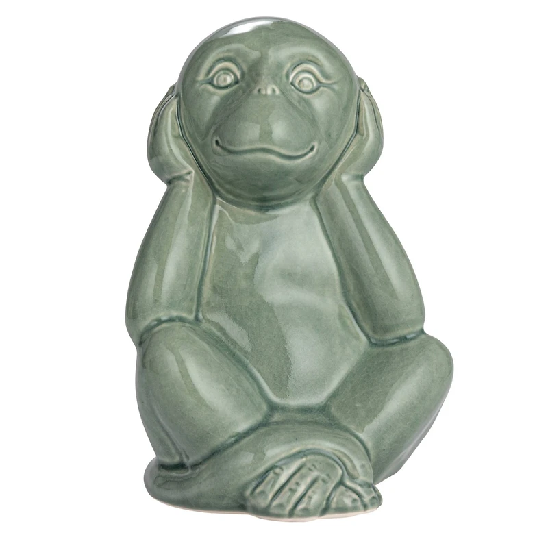 Hello Honey® Green Hear No Evil Stoneware Monkey Décor Accent Set