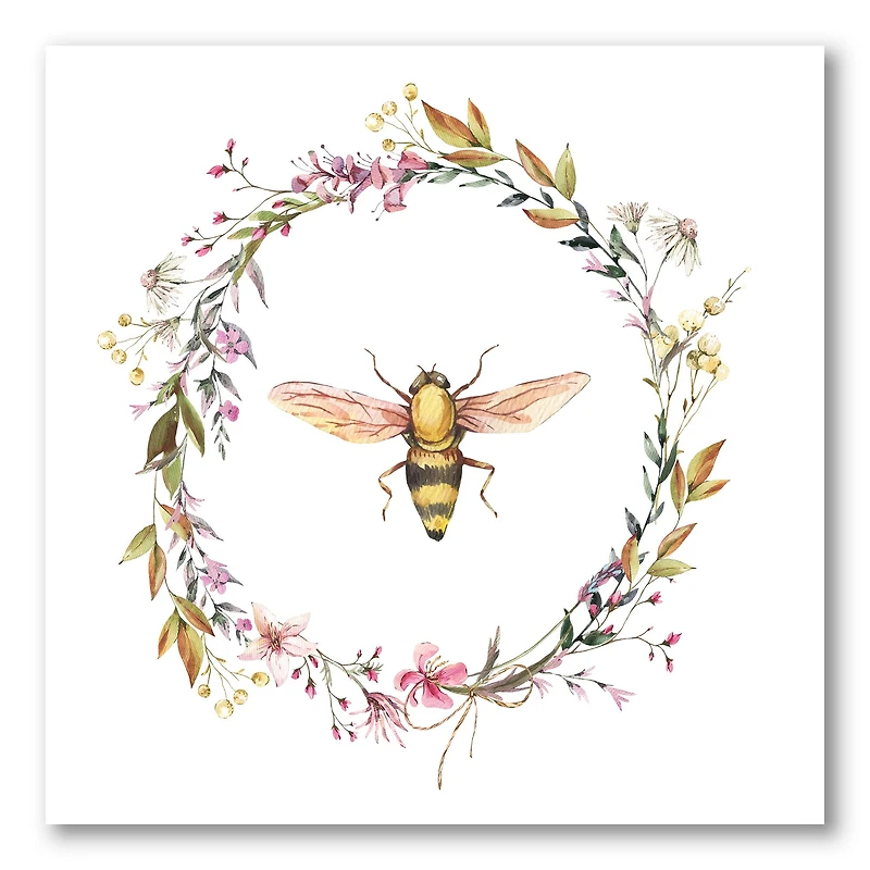 Designart - Bee In Wildflowers Wreath