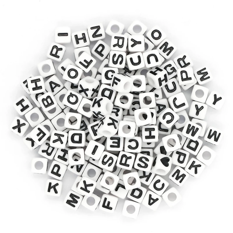 12 Packs: 340 ct. (4,080 total) Black & White Alphabet Beads by Creatology™, 6.5mm