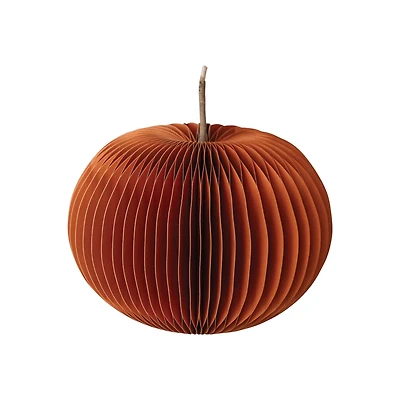 Hello Honey® 9" Orange Paper Folding Honeycomb Pumpkin with Twig Stem