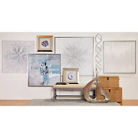 Silver Metal Slim Stacked Chain 5 Layer Wall Mirror with Trellis Pattern 7" x 1" x 59"