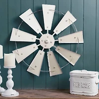 Glitzhome® 22" Beige Metal Wind Spinner Wall Décor