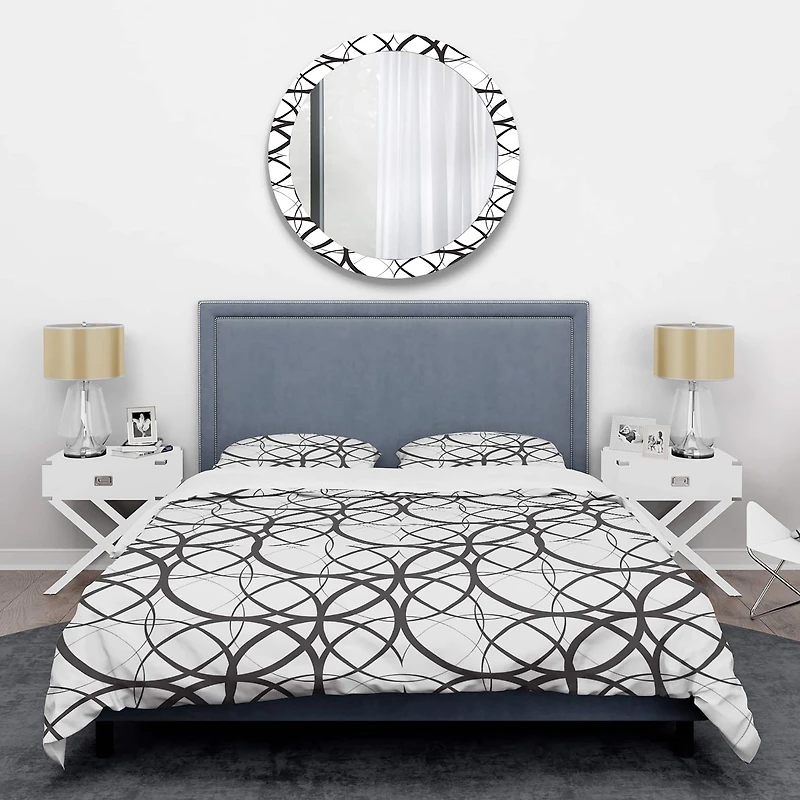 Designart 'Monochrome Geometric Pattern' Mid-Century Duvet Cover Set