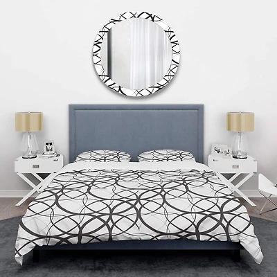 Designart 'Monochrome Geometric Pattern' Mid-Century Duvet Cover Set