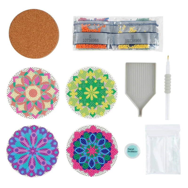 Round Mandala Diamond Art Coaster Kit by Make Market®