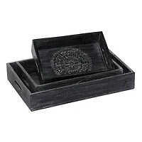 Black Mango Wood Traditional Tray Set