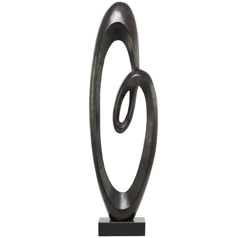52" Aluminum Swirl Abstract Sculpture with Black Base