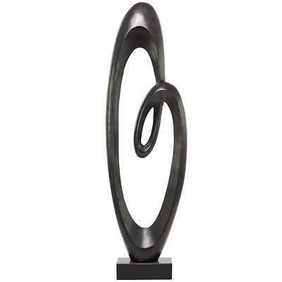52" Aluminum Swirl Abstract Sculpture with Black Base