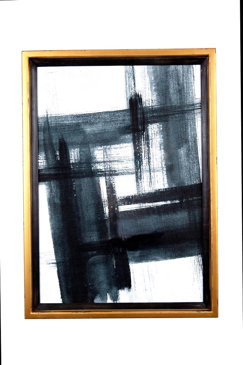 Hello Honey® Black and White Abstract Wood Framed Wall Décor Set