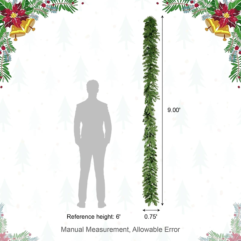 Glitzhome® 9ft. Pre-Lit Greenery Christmas Garland with Timer