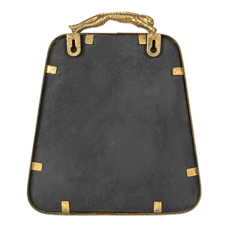 Hello Honey® 10" Gold Antique Metal Wall Mirror with Leopard Handle