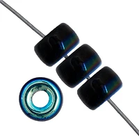 John Bead 6mm Opaque Black AB Glass Mini Pony Beads. 500ct.