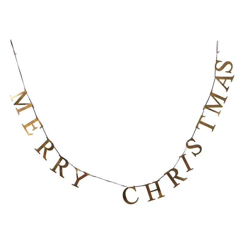 Hello Honey® 55" Brass Finish Merry Christmas Metal Garland