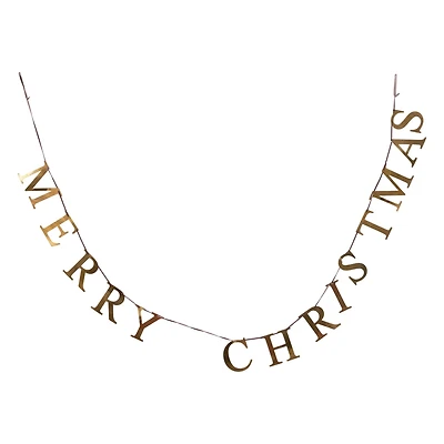 Hello Honey® 55" Brass Finish Merry Christmas Metal Garland