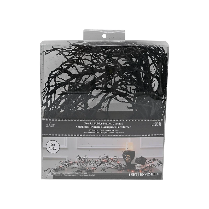 6ft. Orange LED Lighted Branch String Lights with Spiders by Ashland®