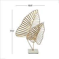 17" Gold Metal Glam Nature Sculpture