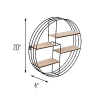 Honey Can Do 20" Black Four-Tier Circular Decorative Metal Wall Shelf