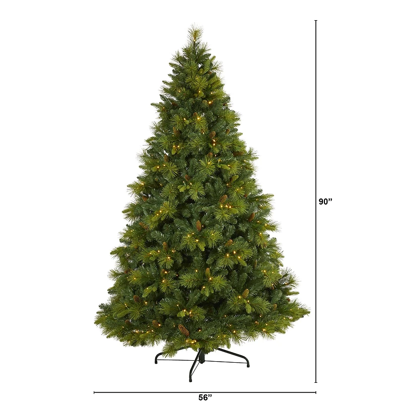 7.5ft. Pre-Lit North Carolina Mixed Pine Artificial Christmas Tree, Warm White LED Lights