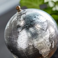 10" Black Marble & Metal Modern Globe