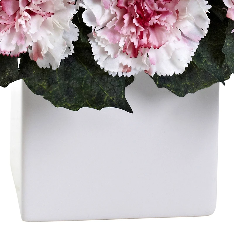 11" Pink and White Carnation Arrangement in Vase