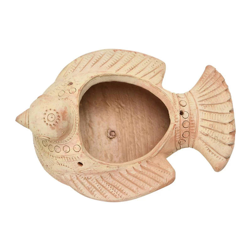 Hello Honey® 8" Terra Cotta Bird Planter with Engraved Designs