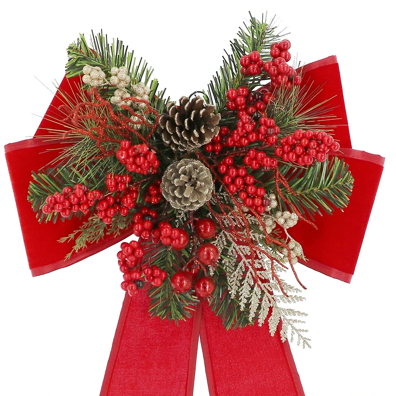 26" Red Berry & Pinecone Bow by Ashland®