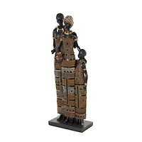 23" Family Tall African Decorative Sculpture with Gold Jewels