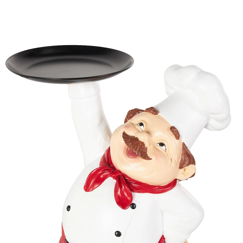 12" Polystone Chef Kitchen Decorative Sculpture with Tray