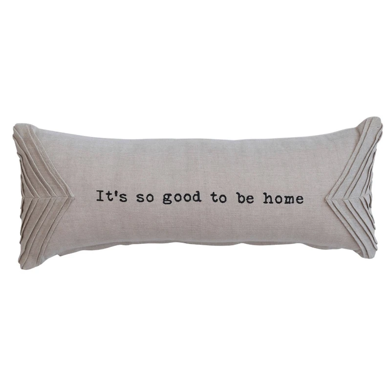 Hello Honey® It's So Good To Be Home Cotton Chambray Lumbar Pillow with Pleats