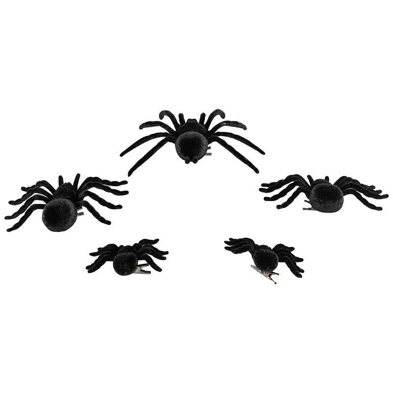 Spiders Halloween Clip-on Decorations - 9.5" - Set of 5