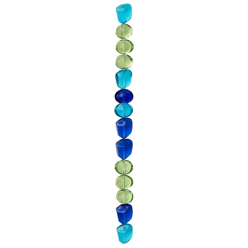 12 Pack: Blue & Green Glass Nugget Beads by Bead Landing™