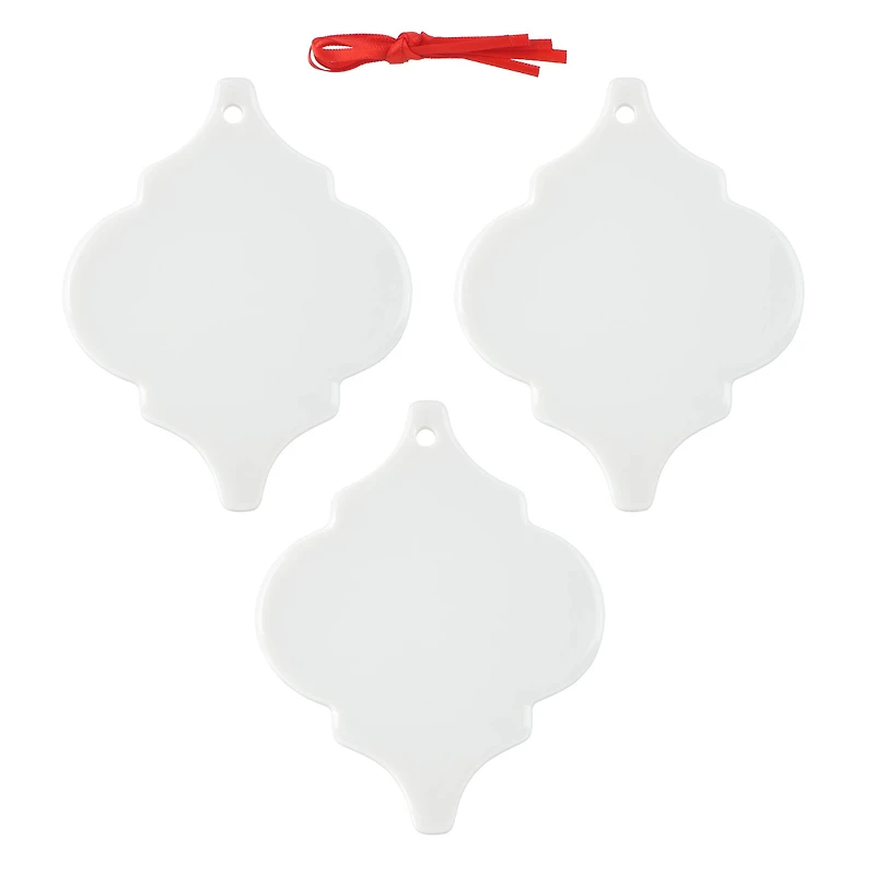 4" Arabesque Ceramic Sublimation Ornaments, 3ct. by Make Market®